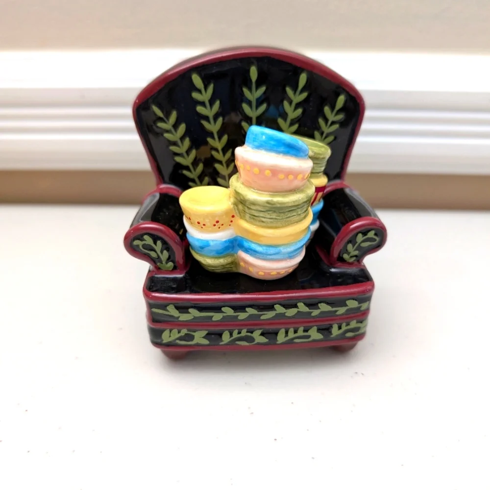 Vintage. Mary Engelbreit Enesco Chair and Bowls Salt and Pepper #478377 - Picture 1 of 6